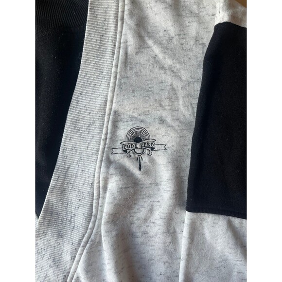 70s Sweatshirt Embroidered Crew Neck Grey Black Large - Picture 2 of 3